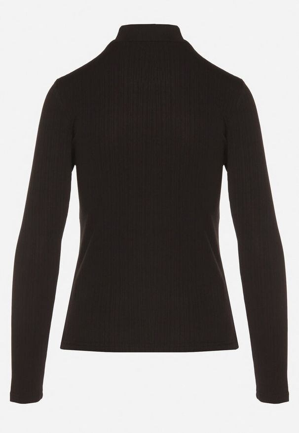 Born2be - Czarna Bluzka z Golfem i Długim Rękawem w Klasycznym Stylu Abontia. Okazja: do pracy, na co dzień, na spotkanie biznesowe. Typ kołnierza: golf. Kolor: czarny. Materiał: jeans. Długość rękawa: długi rękaw. Długość: długie. Styl: klasyczny