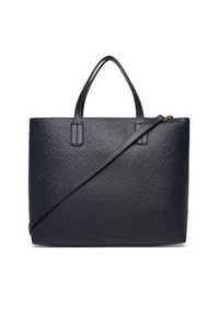 TOMMY HILFIGER - Tommy Hilfiger Torebka Th Icon Satchel Mono AW0AW18123 Granatowy. Kolor: niebieski. Materiał: skórzane #3