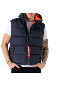 Bezrękawnik Alpha Industries Puffer Vest FD 11811007 - granatowy. Kolor: niebieski. Materiał: poliester. Długość rękawa: bez rękawów. Sezon: jesień, zima. Styl: klasyczny, elegancki