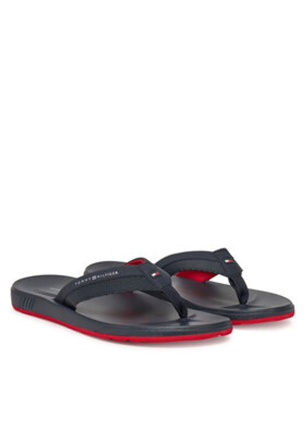 TOMMY HILFIGER - Tommy Hilfiger Japonki Molded Hilfiger Beach Sandal FM0FM05361 Granatowy. Kolor: niebieski. Materiał: skóra