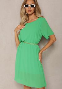 Renee - Zielona Plisowana Sukienka o Rozkloszowanym Kroju Orxiala. Kolor: zielony. Styl: elegancki #5