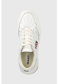GANT - Gant sneakersy skórzane Kazpar kolor biały. Nosek buta: okrągły. Zapięcie: sznurówki. Kolor: biały. Materiał: skóra