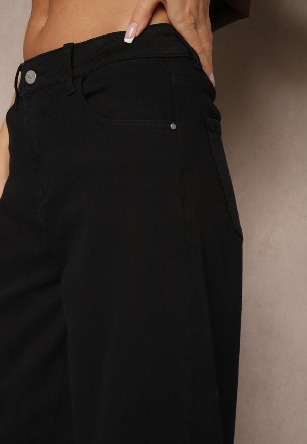 Renee - Czarne Jeansy o Kroju Balloon High Waist Zalirune. Okazja: na co dzień, na spacer. Stan: podwyższony. Kolor: czarny. Styl: elegancki, casual