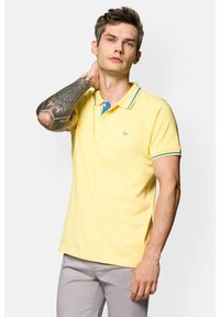 Lancerto - Koszulka Polo Bawełniana Żółta Adrian. Typ kołnierza: polo. Kolor: żółty. Materiał: bawełna