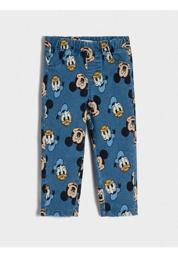 Sinsay - Jeansy pull on Mickey Mouse - granatowy. Kolor: niebieski. Materiał: jeans. Wzór: motyw z bajki