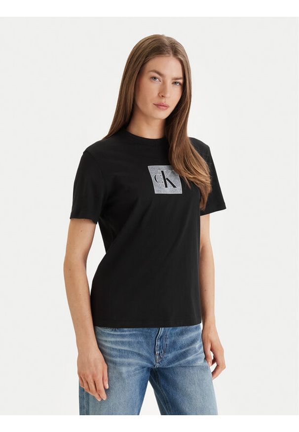 Calvin Klein Jeans T-Shirt LV047F819G Czarny Classic Fit. Kolor: czarny. Materiał: bawełna