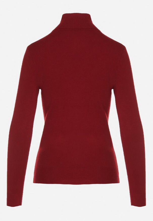 Born2be - Bordowy Klasyczny Golf z Bawełną Reilisea. Okazja: na co dzień. Typ kołnierza: golf. Kolor: czerwony. Materiał: bawełna. Styl: klasyczny