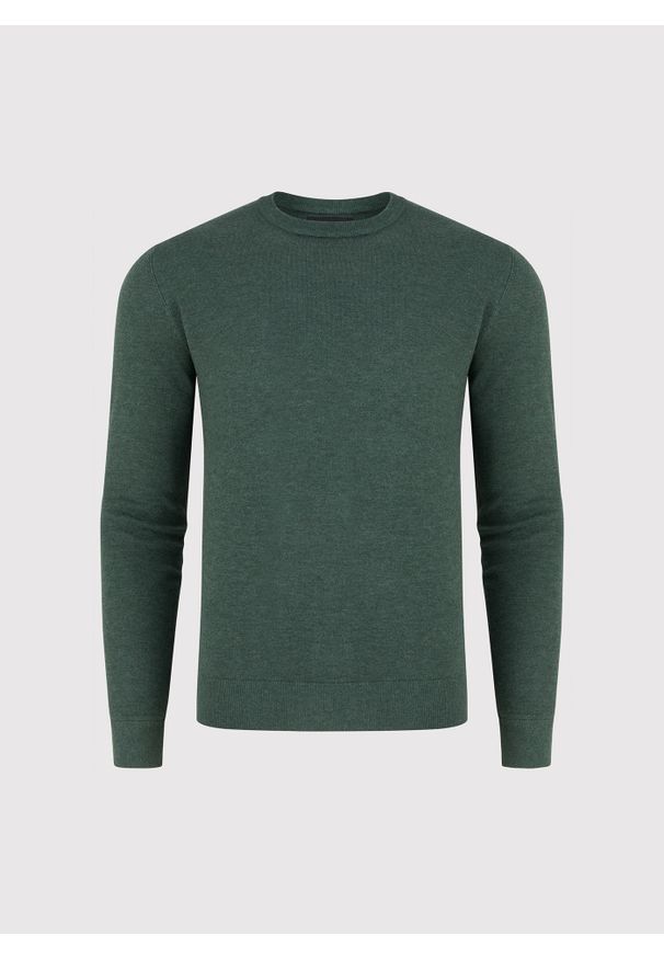 Pako Lorente - PAKO LORENTE – Zielony sweter męski o-neck. Okazja: na co dzień. Kolor: brązowy, zielony. Materiał: poliester, wiskoza. Sezon: jesień. Styl: casual