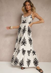 Renee - Czarna Rozkloszowana Sukienka z Wiskozy w Stylu Boho Terazi. Okazja: na co dzień. Kolor: czarny. Materiał: wiskoza. Długość rękawa: na ramiączkach. Sezon: lato. Typ sukienki: proste. Styl: boho