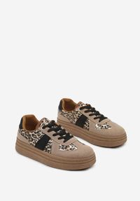Born2be - Panterkowe Sneakersy na Grubej Kauczukowej Podeszwie Gicebbe. Okazja: na co dzień. Materiał: kauczuk #4