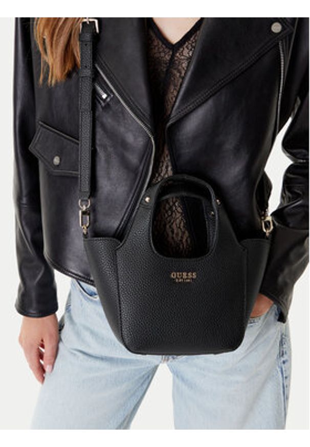 Guess Torebka Calista Mini HWBG73 34750 Czarny. Kolor: czarny. Materiał: skórzane