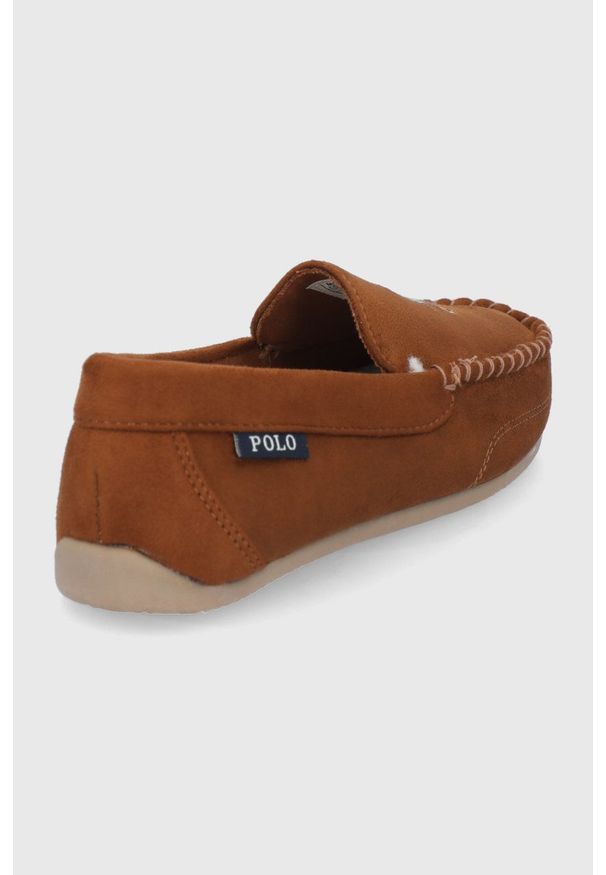Polo Ralph Lauren Kapcie kolor brązowy. Kolor: brązowy. Materiał: guma