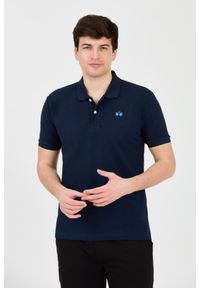 La Martina - LA MARTINA Granatowe męskie polo z małym logo, Rozmiar XXL. Typ kołnierza: polo. Kolor: niebieski #1