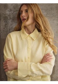 Reserved - Lniana koszula - żółty. Kolor: żółty. Materiał: len #1