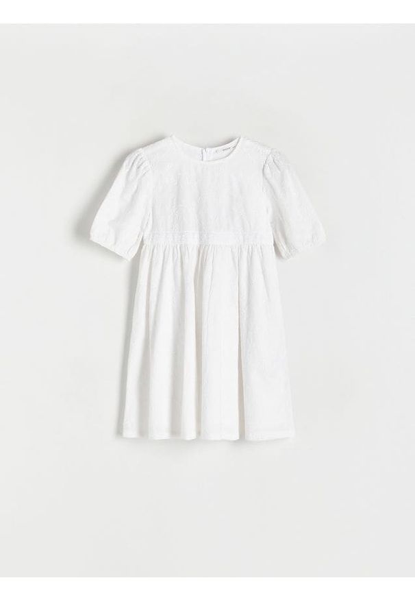 Reserved - Sukienka z kwiatowym wzorem - złamana biel. Materiał: bawełna. Wzór: kwiaty