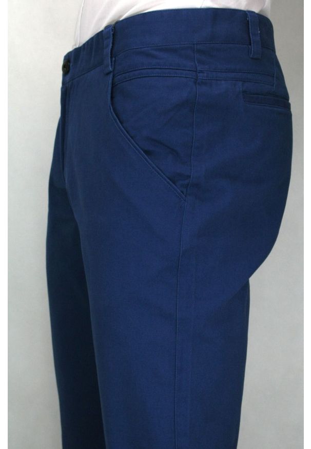 Chiao - Niebieskie Eleganckie, Męskie Spodnie, 100% BAWEŁNA -CHIAO- Chinosy. Kolor: niebieski. Materiał: bawełna. Styl: elegancki
