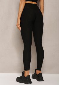 Renee - Czarne Sportowe Legginsy z Wytłoczonym Wzorkiem Askida. Okazja: na co dzień. Kolor: czarny. Styl: sportowy #3