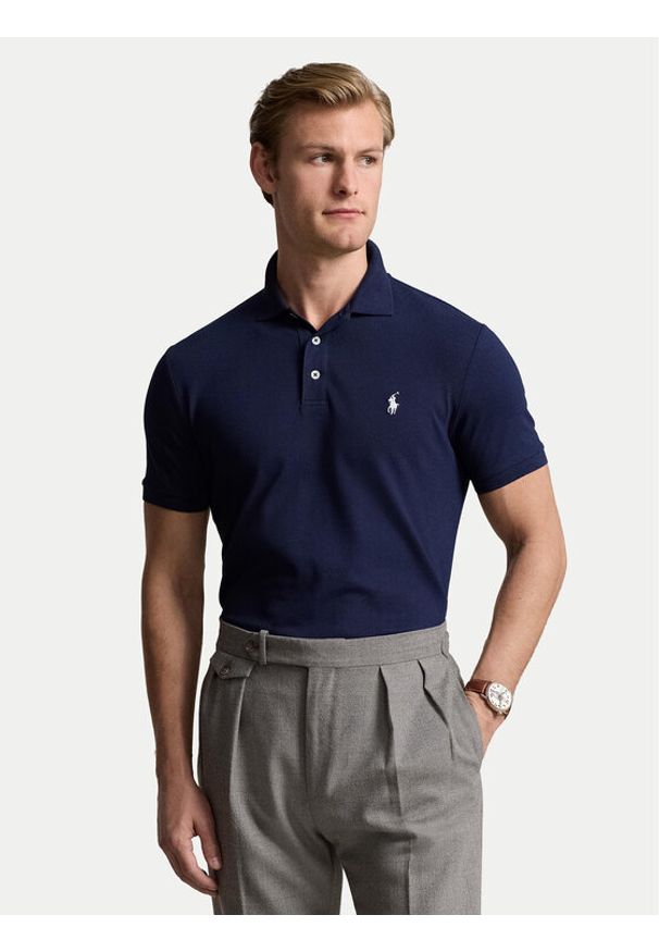 Polo Ralph Lauren Polo 710941439003 Granatowy Custom Slim Fit. Typ kołnierza: polo. Kolor: niebieski. Materiał: bawełna