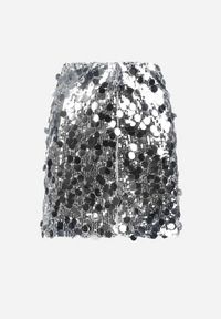 Born2be - Srebrna Cekinowa Mini Spódnica z Gumką w Pasie Terames. Kolor: srebrny. Wzór: aplikacja #8