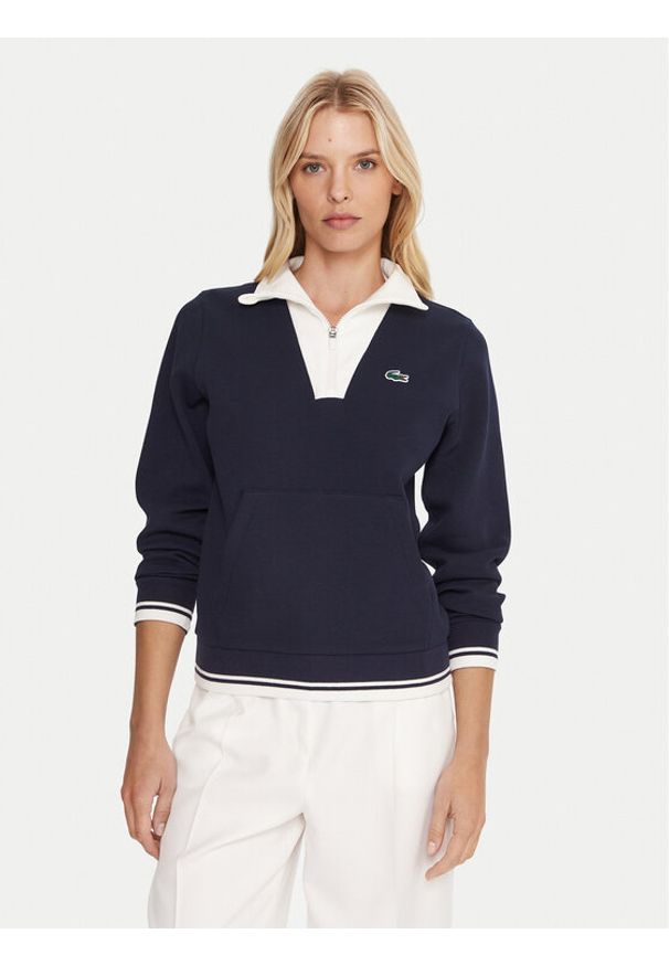 Lacoste Bluza SF8634 Granatowy Regular Fit. Kolor: niebieski. Materiał: syntetyk, bawełna