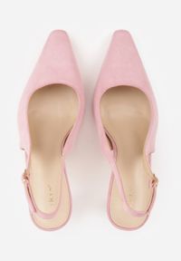Renee - Różowe Szpilki VICES Slingback Ozdobione Cyrkoniami na Obcasie Laodele. Okazja: na randkę, na imprezę. Zapięcie: sprzączka. Kolor: różowy. Wzór: aplikacja. Obcas: na obcasie. Styl: elegancki. Wysokość obcasa: średni #9