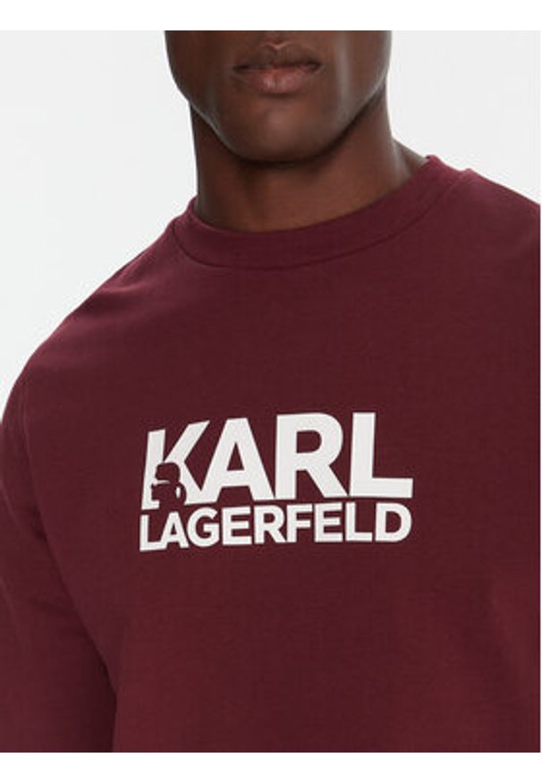 Karl Lagerfeld - KARL LAGERFELD Bluza 705091 554917 Bordowy Regular Fit. Typ kołnierza: dekolt w karo. Kolor: czerwony. Materiał: bawełna
