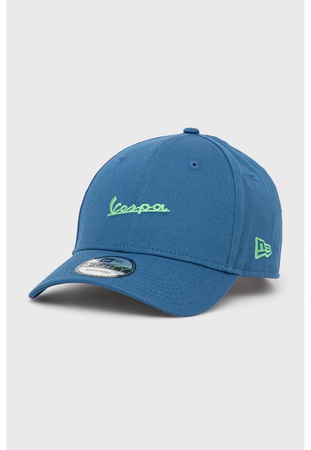 New Era czapka bawełniana z aplikacją. Kolor: niebieski. Materiał: bawełna. Wzór: aplikacja