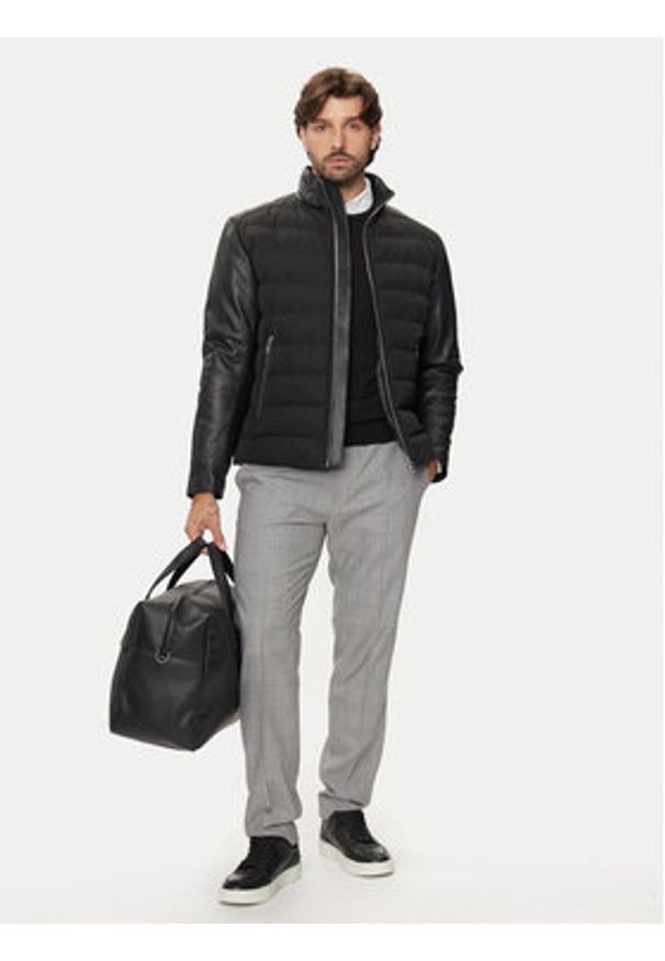 BOSS Kurtka skórzana C-Mersino 50518724 Czarny Regular Fit. Kolor: czarny. Materiał: syntetyk