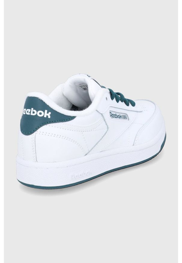 Reebok Classic Buty skórzane dziecięce kolor biały. Nosek buta: okrągły. Zapięcie: sznurówki. Kolor: biały. Materiał: skóra. Model: Reebok Classic
