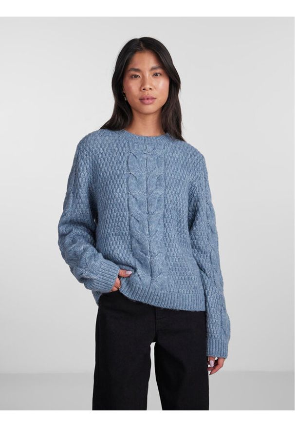 Pieces Sweter 17140372 Niebieski Regular Fit. Kolor: niebieski. Materiał: syntetyk