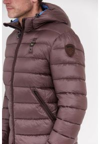 Blauer USA - BLAUER Brązowa puchowa kurtka męska Virgil z kapturem, Rozmiar XXL. Typ kołnierza: kaptur. Kolor: brązowy. Materiał: puch