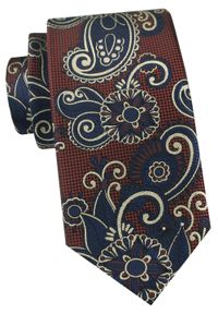 Krawat Męski - Angelo di Monti - Brąz, Duży Wzór Paisley. Kolor: niebieski, brązowy, beżowy, wielokolorowy. Materiał: tkanina. Wzór: paisley. Styl: elegancki, wizytowy #1
