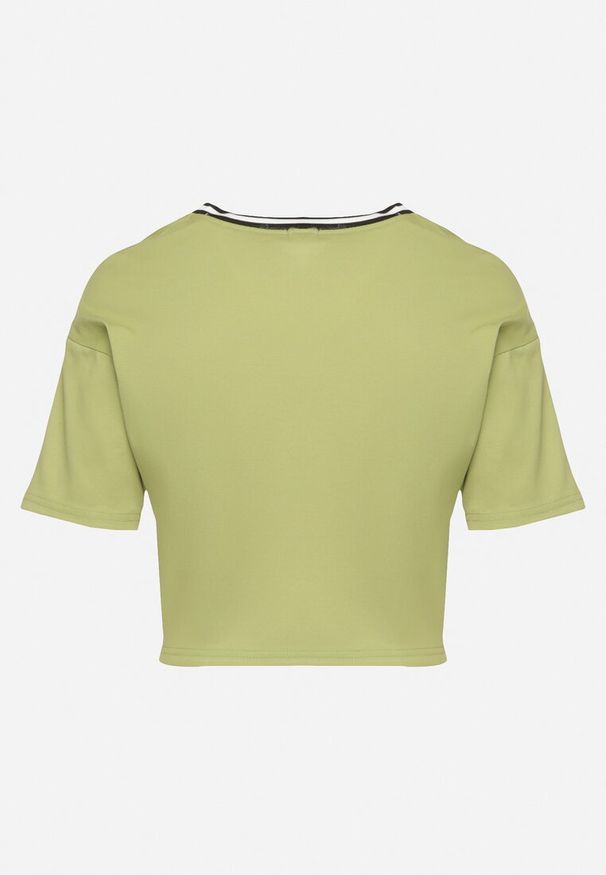 Born2be - Zielony Bawełniany T-shirt z Napisem Nitanelia. Okazja: na co dzień. Kolor: zielony. Materiał: bawełna. Wzór: napisy. Styl: casual
