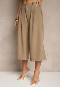 Renee - Brązowe Eleganckie Spodnie Typu Culottes Silunea. Okazja: na co dzień, na spotkanie biznesowe, do pracy. Kolor: brązowy. Styl: elegancki #5