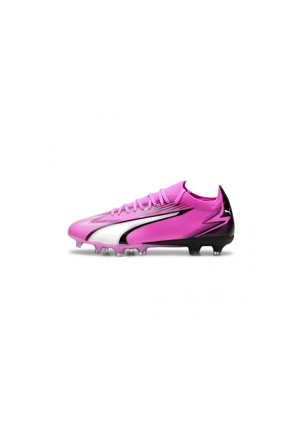 Buty piłkarskie męskie Puma Ultra Match Fg ag. Kolor: biały, czarny, różowy, wielokolorowy, fioletowy. Materiał: syntetyk, materiał. Szerokość cholewki: normalna. Sport: piłka nożna