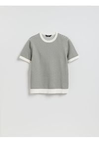 Reserved - Strukturalny sweter z krótkim rękawem - jasnoszary. Kolor: szary. Materiał: dzianina, bawełna. Długość rękawa: krótki rękaw. Długość: krótkie #1