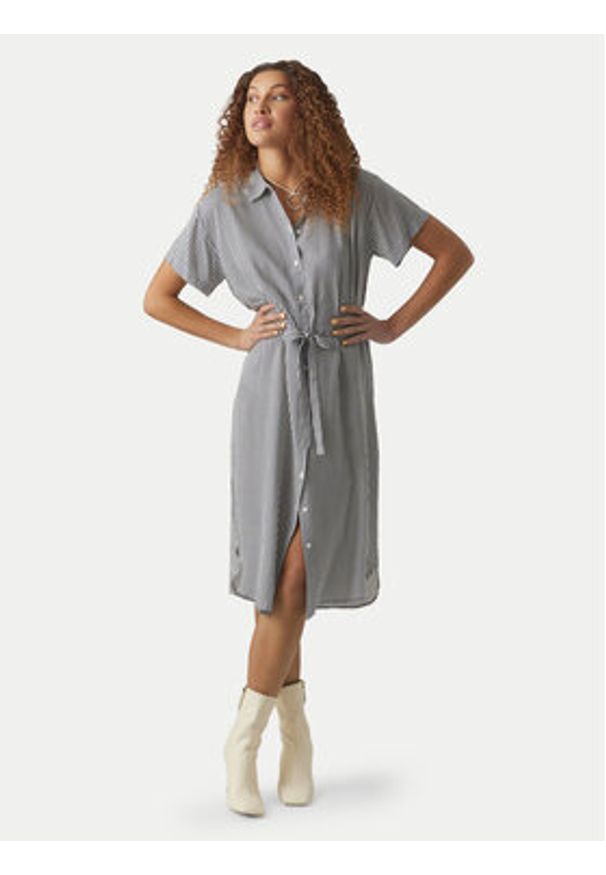 Vero Moda Sukienka koszulowa Bumpy 10279684 Szary Regular Fit. Kolor: szary. Materiał: wiskoza. Typ sukienki: koszulowe
