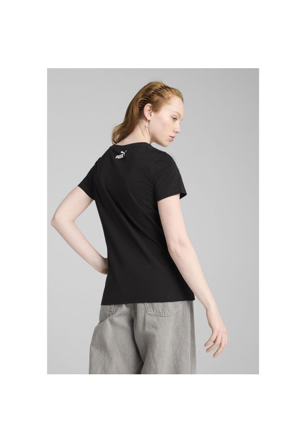 Puma - Damska koszulka PUMA SPORT z grafiką PUMA Black. Kolor: czarny. Materiał: guma. Wzór: nadruk