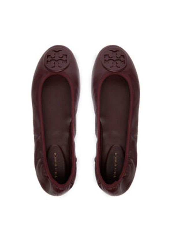 Tory Burch Baleriny Reva 174536 Bordowy. Kolor: czerwony. Materiał: skóra