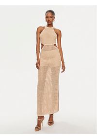 TwinSet - TWINSET Sukienka letnia 241TT3080 Beżowy Slim Fit. Kolor: beżowy. Materiał: bawełna. Sezon: lato #1