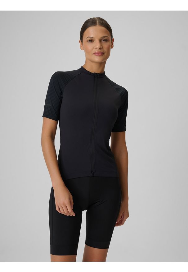 4f - 4F Koszulka kolarska damska - czarna S. Kolor: czarny. Materiał: tkanina, włókno, skóra, materiał. Długość rękawa: raglanowy rękaw. Długość: długie. Sport: kolarstwo
