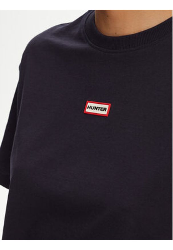 Hunter T-Shirt Leona HARW0070251 Granatowy Boxy Fit. Kolor: niebieski. Materiał: bawełna