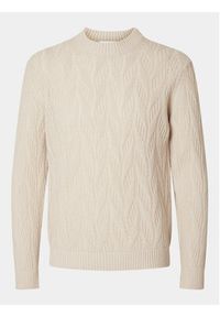 Selected Homme Sweter 16086686 Beżowy Regular Fit. Kolor: beżowy. Materiał: syntetyk