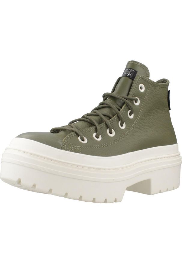Converse - Buty CONVERSE CHUCK TAYLOR ALL STAR LUGGED HEEL PLATFORM WATERPROOF Zielony. Kolor: zielony. Materiał: tkanina, skóra. Obcas: na platformie. Model: Converse All Star