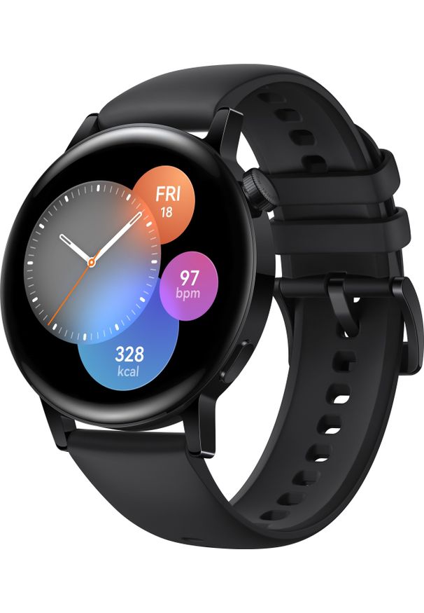 HUAWEI - Smartwatch Huawei Watch GT 3 Active Fluorelastomer Armband Czarny (55027152). Rodzaj zegarka: smartwatch. Kolor: czarny