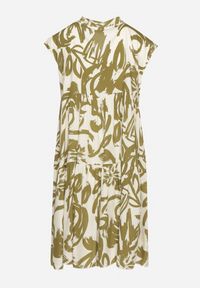 Born2be - Zielona Bawełniana Sukienka z Abstrakcyjnym Wzorem Lioraia. Okazja: na co dzień. Typ kołnierza: dekolt w kształcie V. Kolor: zielony. Materiał: bawełna. Długość rękawa: krótki rękaw. Typ sukienki: proste. Styl: casual, elegancki #6