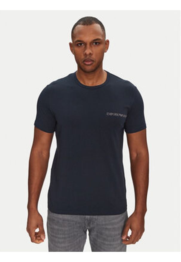 Emporio Armani Underwear Komplet 2 t-shirtów EM000391 AF10779 MB143 Granatowy Regular Fit. Kolor: niebieski. Materiał: bawełna