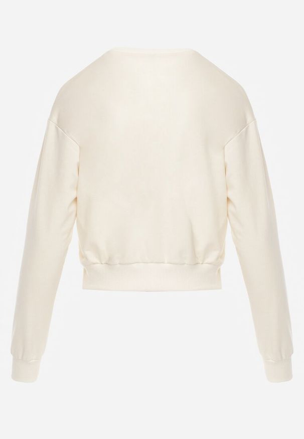 Renee - Jasnobeżowa Bluza z Bawełną ze Ściągaczami przy Rękawach i w Pasie Alberia. Kolor: beżowy. Materiał: bawełna