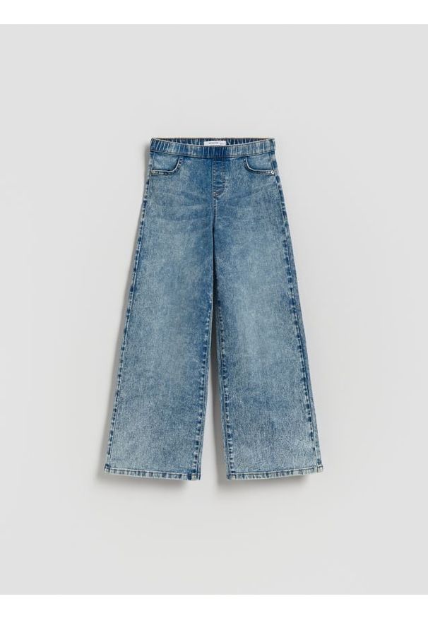 Reserved - Elastyczne jeansy wide leg - niebieski. Kolor: niebieski