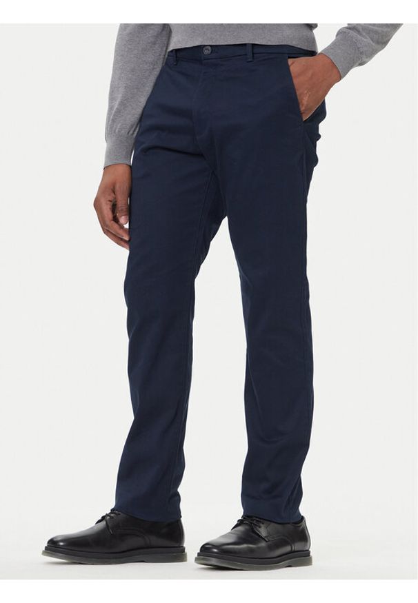 Calvin Klein Chinosy LV040EM633 Granatowy Slim Fit. Kolor: niebieski. Materiał: bawełna